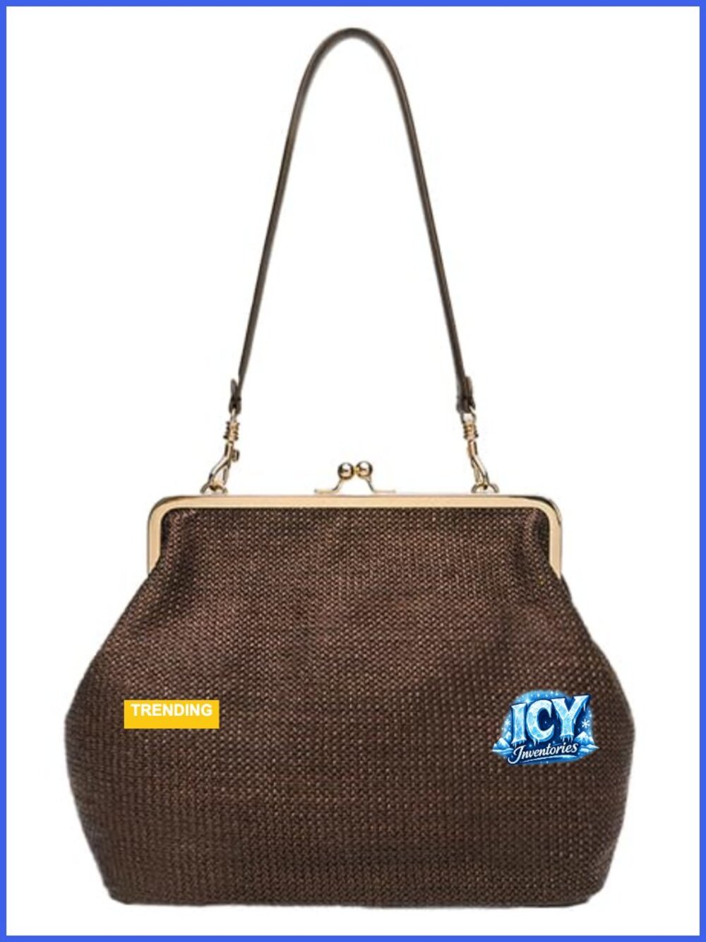 Large Straw Hobo Tote Beach Shoulder Bag Kiss-Lock Purse Satchel Handwoven